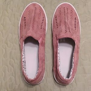 NWOT mauve colored slip-on gym shoes.